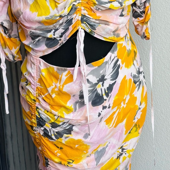 Alice McCall Floral Yellow & Pink Midi Dress Size US 10/L-XL - Picture 5 of 6